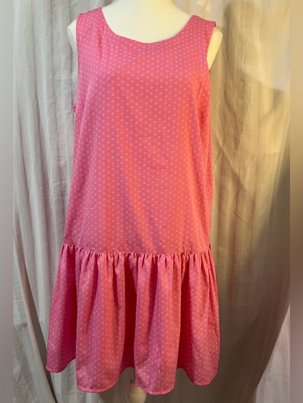 U.S. Polo Assn. Pink Sleeveless Drop-Waist Dot Dress